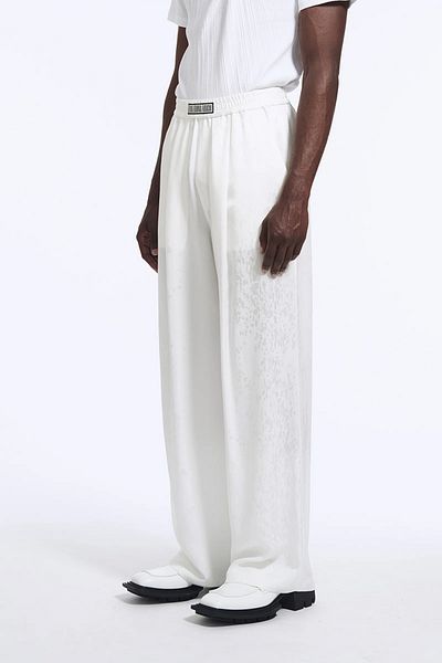 LOUIS GABRIEL NOUCHI Wide Pants In Drops Jacquard - - White, Xl