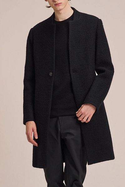 HARRISON WONG Stand Collar Wool Coat - HARRISON WONG - M, BLACK