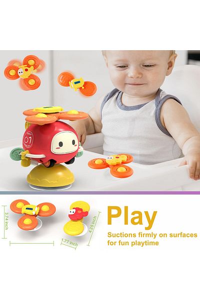 Brands For Less Spinner High Chair Toy Table for Kids, Car Toys and Helicopter Push Pull Toys Sucker Suction Toys