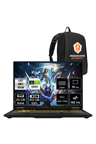 ASUS TUF F16 i7 14650HX 24GB 512GB SSD RTX5050/8GB 115W 165Hz 16'' WUXGA FDOS...