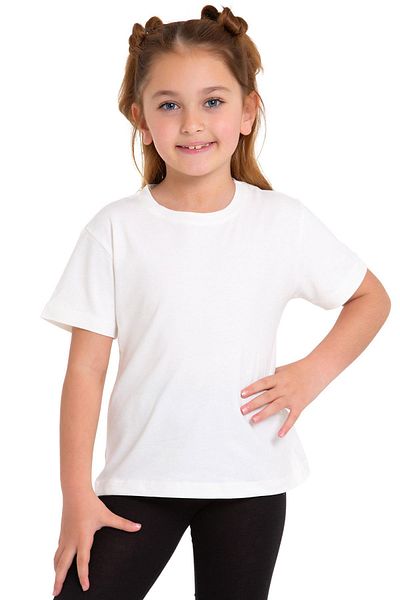 zepkids Crew Neck Short Sleeve Unprinted Ecru Color Girl's Tshirt