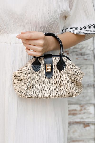 Fulla Moda Cross Strap Straw Handbag