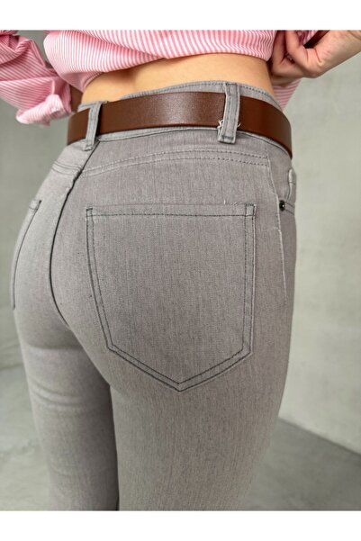 Cappmoda Jean-08131 Gray High Waist Lycra Skinny Jean