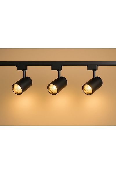 Ledarmy Modern 3-Piece Black Aluminum Case Rail Spot Lighting Set 30W 4000K Natural White Light 3200 Lm a Energy