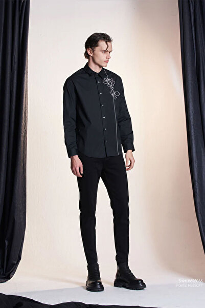 HARRISON WONG ΠΟΥΚΑΜΙΣΟ ΜΕ ΛΟΥΛΟΥΔΙΑ ΜΕ ΣΤΡΙΝΓΚ - - ΜΑΥΡΟ, XXL