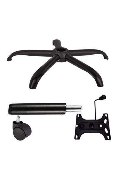 Depox Set de plăci de echilibru metalice 26 x 15 cm, bază 64 cm, cilindru universal cu rolă și piston, scaune de birou