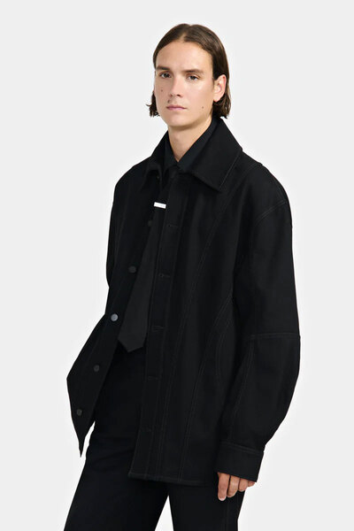 LOUIS GABRIEL NOUCHI DENIM JACKET WITH CORSET DETAILS - LOUIS GABRIEL NOUCHI ...