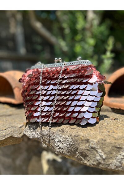 EL YAPIMI Pudra Pullu Abiye Çanta