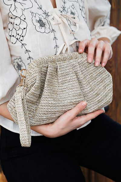 Fulla Moda Scholarship Straw Hand and Arm Bag with Strap