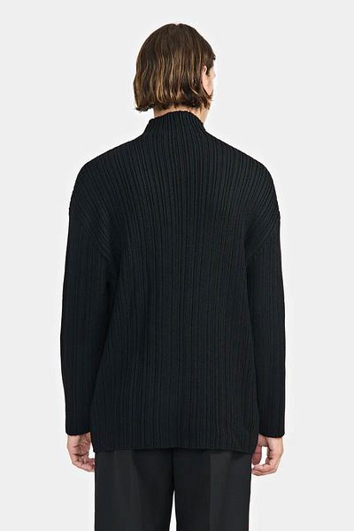 LOUIS GABRIEL NOUCHI Mock Neck Rib Sweater - - M, Black