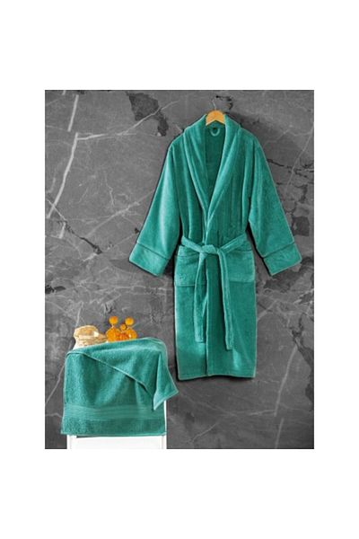 Cotton Box Set Halat baie si prosop bumbac, M-L, Cotton Box Exclusive Verde