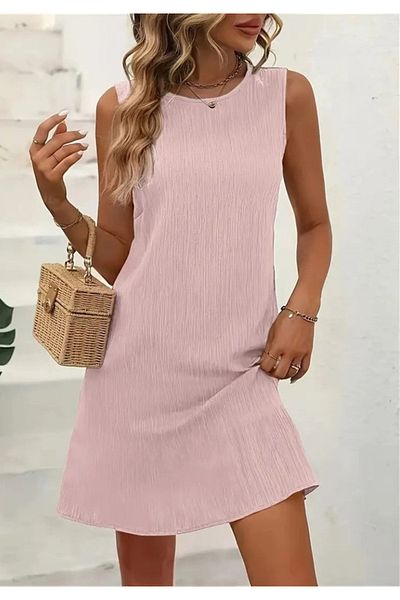 Little Visqon Women's Zero Sleeve Crew Neck Wrap Dress