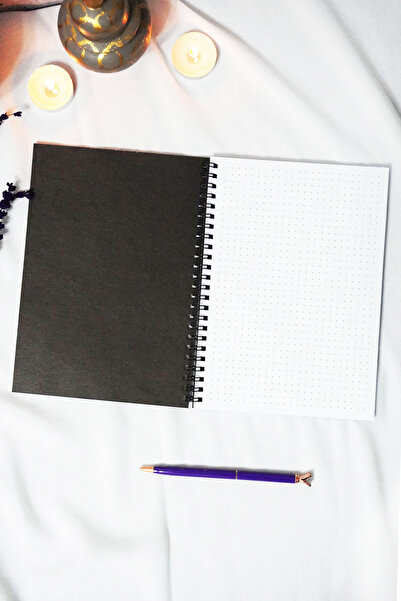 markcat A5 Music Themed Black Kraft Cover Notebook - Dotted Notebook - 60 Sheets (120 Pages) 15X21 cm