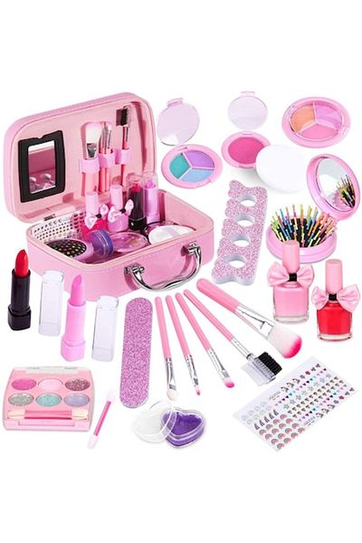 indiggo Trusa de Machiaj pentru Fetite, Model Sirena, Include Farduri, 2 Lacuri de Unghii, Pensule, Perie cu