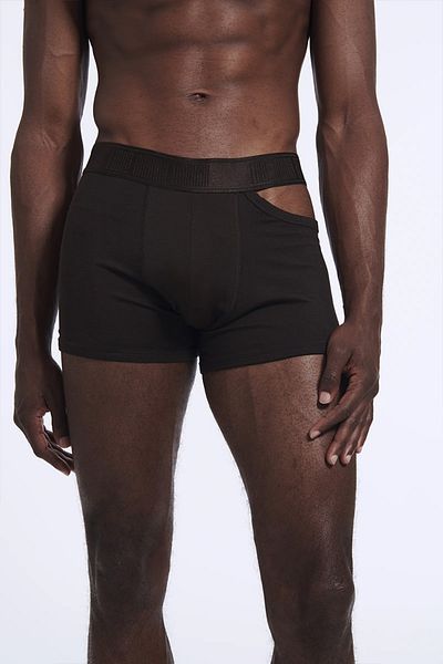 LOUIS GABRIEL NOUCHI ASYMMETRICAL OPENING LYOCELL BOXERS - LOUIS GABRIEL NOUCHI - BROWN, L