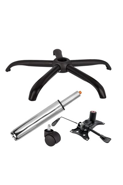 Depox Set de plăci de echilibru metalice 25 x 15 cm, bază 64 cm, cilindru universal cu rolă și piston, scaune de birou