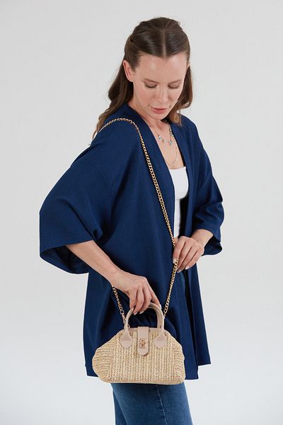 Fulla Moda Cross Strap Straw Handbag