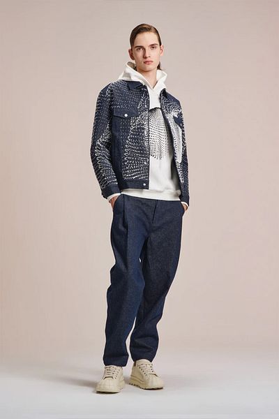 HARRISON WONG Jachetă din denim cu broderie 3D vectorială - - XL, albastră