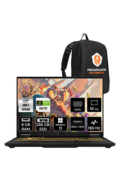 ASUS TUF F16 i7 14650HX 8GB 256GB SSD RTX5070/8GB 165Hz 16'' 2.5K WQXGA W11P ...
