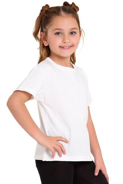 zepkids Crew Neck Short Sleeve Unprinted Ecru Color Girl's Tshirt
