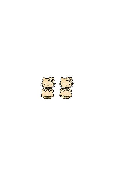 MOHI Fine Jewellery 14k yellow gold earrings Hello Kitty pattern