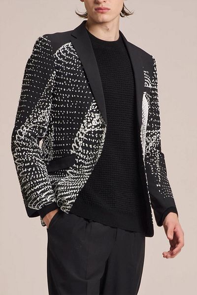 HARRISON WONG Jachetă de lână cu vectori și broderie 3D - HARRISON WONG - 50, NEGRU