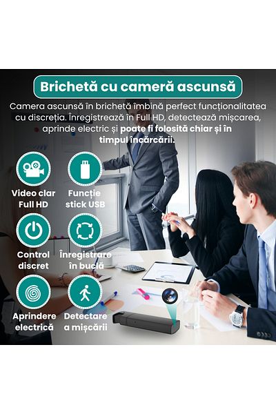 Spionescu Lighter with hidden camera, real electric ignition function, Full HD 1080p video recording