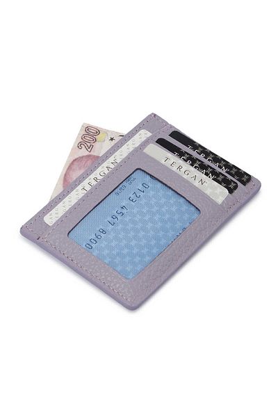 Tergan Lilac Leather Unisex Credit Card Holder - S1Kk00001676-P5M