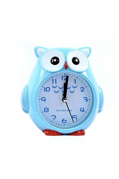 PUFO Ceas deșteptător pentru copii, model bufniță atenta, 17 cm, albastru