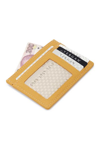Tergan Yellow Leather Unisex Credit Card Holder - S1Kk00001676-H28