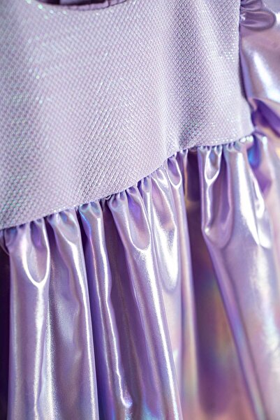 Mini Chics Bandanalı Parıltılı Kısa Kol Kız Bebek Elbise