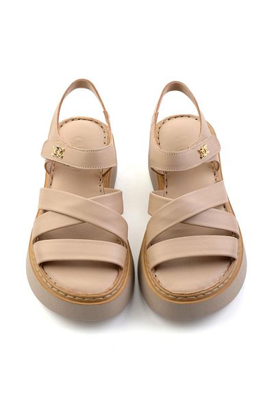 Bambi Beige Leather Women's Sandals K05299113603