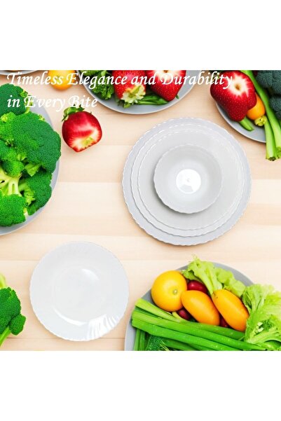 Houzi 12 Pcs Opal ware Dinner ser Microwave Dishwasher Freezer safe