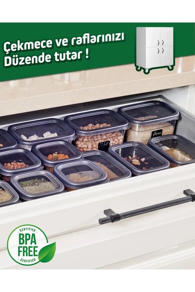 Guria Store 6 Pieces 12 Pieces 550 ml Breakfast Food Pulses Spice Rack Set, Storage Container, 20 Labels