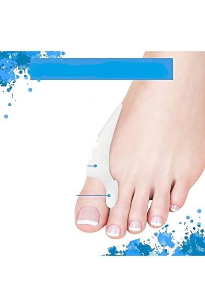 PURAVA Set de 4 separatoare ortopedice pentru degete, PURAVA, gel de silicon, fără BPA, alb/albastru