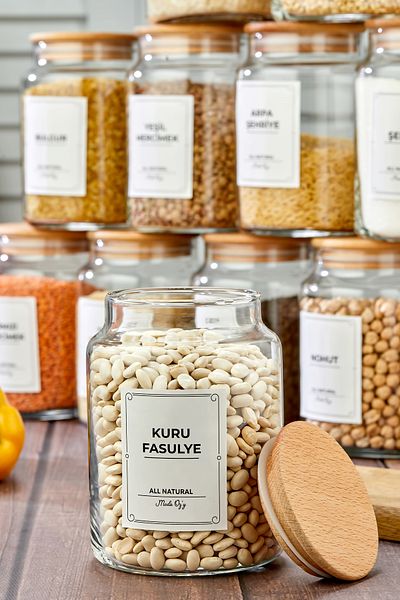 MODA OZY Labeled, 12-Piece Vacuum Lid 900ml Jar Set / Pulses Set
