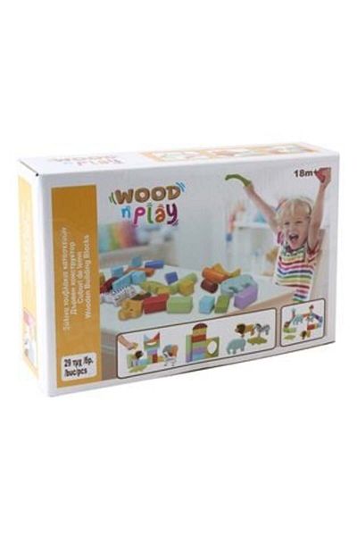 Jumbo Set cărămizi din lemn și figurine de animale - 29 de piese