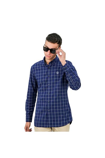 Giordano Men's Cotton Oxford Full Opening Long Sleeve Slim Fit Shirt