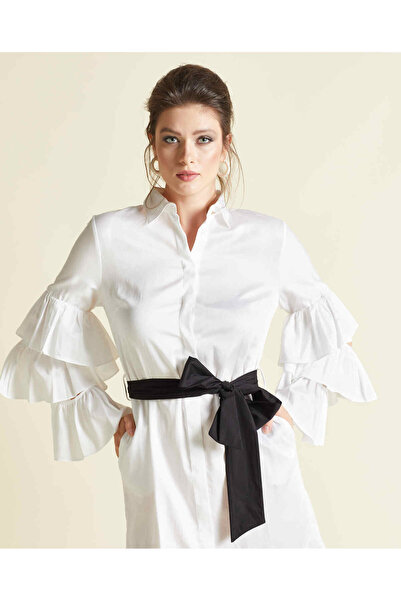 SERPİL Volan Kollu Kuşaklı Pamuk Tunik – Şık ve Nefes Alan Tasarım