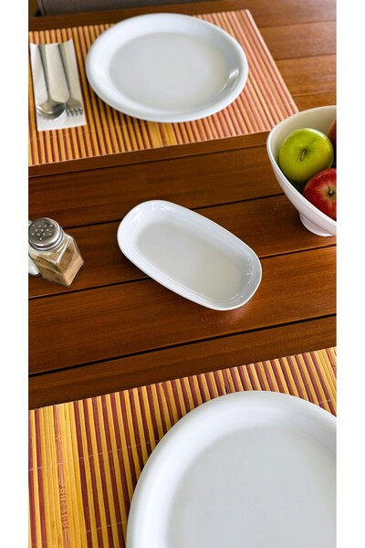 Alezy 606 Göreme Melamine Thermostar Oval Boat Plate 19X11 cm White