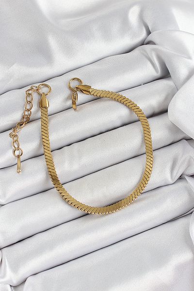 BESKAR 316L Steel Gold Color Flat Chain Model Women's Bracelet