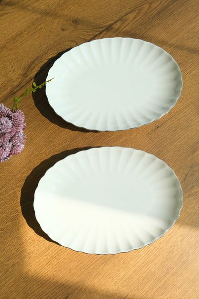 Kütahya Porselen Bone Luz Platinum Mesh Boat Plate 24X17Cm Bnlzf24Ky220 2 Pcs