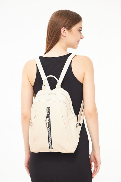 morpelikan Cream Zipper Detailed Multi-Compartment Women's Backpack