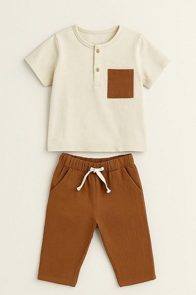 LUESS Boy's Cotton Trouser Suit with Front Pocket (3-4 Years 8-9 Years)
