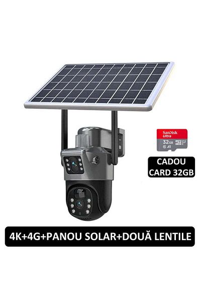 OEM Camera de Supraveghere 4K - SIM Card 4G - Dual Lenses, Solar Panel, 360°
