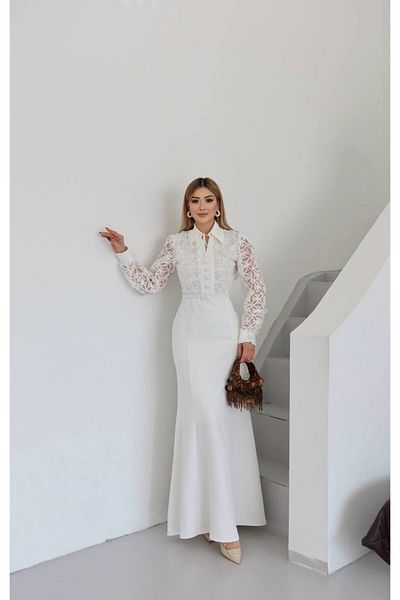 369 etnik butik Lace Blouse Maxi Dress