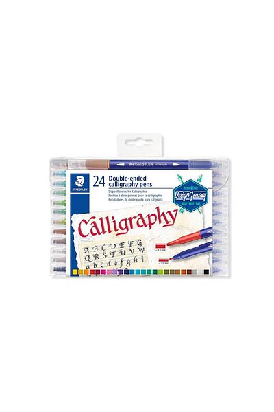 Staedtler Set de 24 markere caligrafice cu două capete, Staedtler, culori asortate 3005-TB24