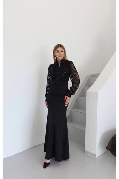 369 etnik butik Lace Blouse Maxi Dress