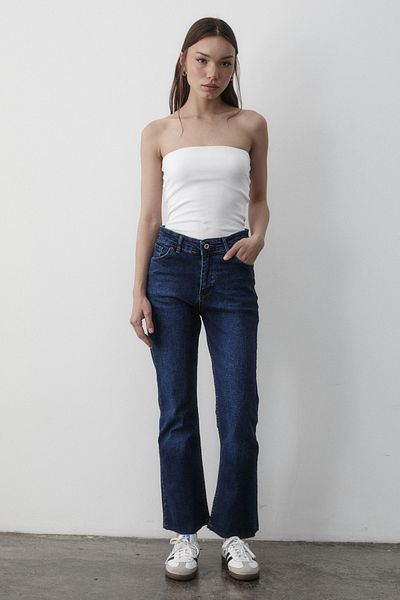 JASTE Pantaloni de damă bleumarin cu talie înaltă