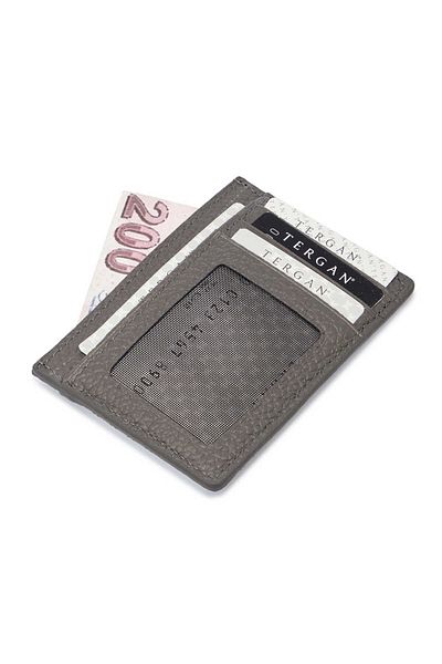 Tergan Gray Leather Unisex Credit Card Holder - S1Kk00001676-G35